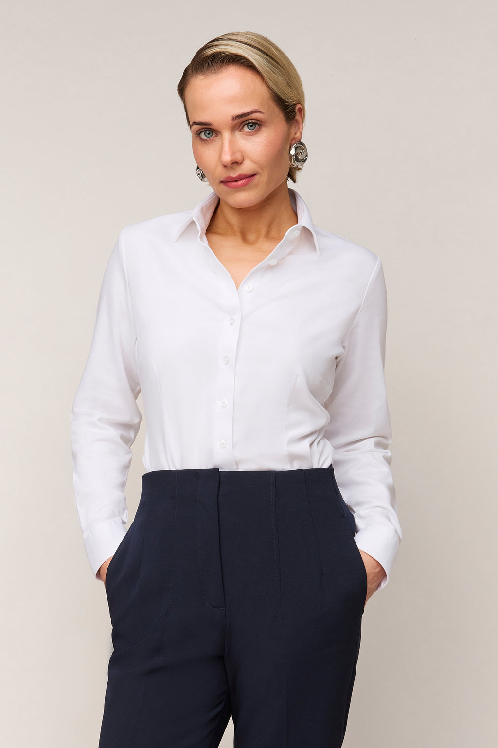 Damenbluse Slim Fit - Einfache Manschette