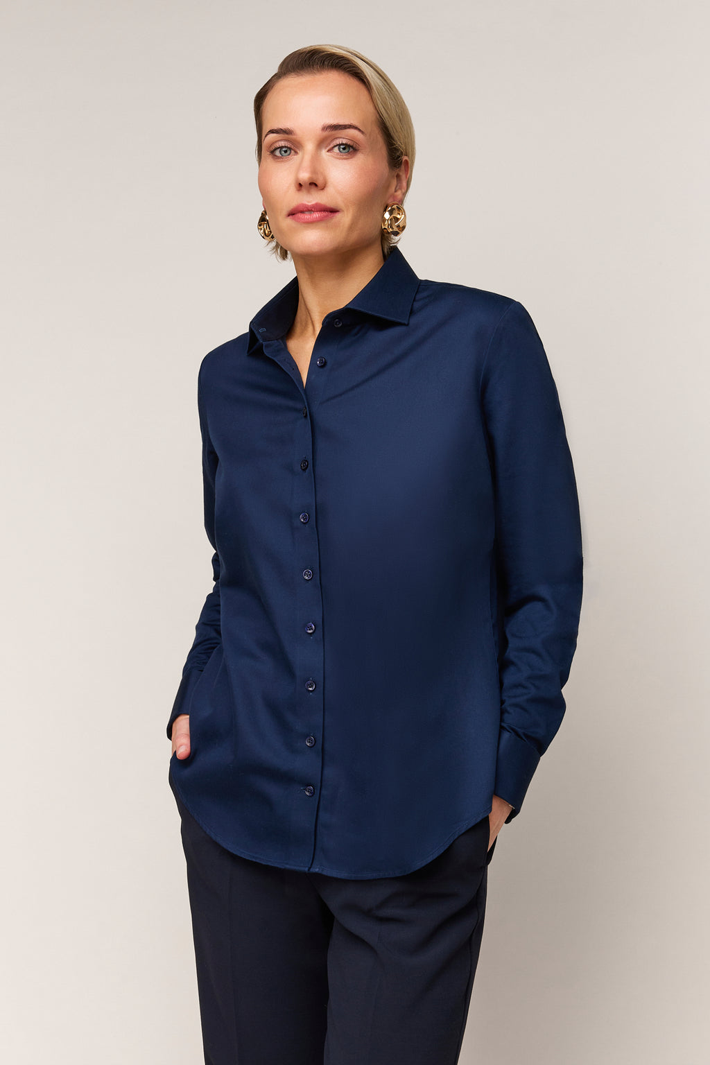 Damenbluse Regular Fit – Umschlagmanschette
