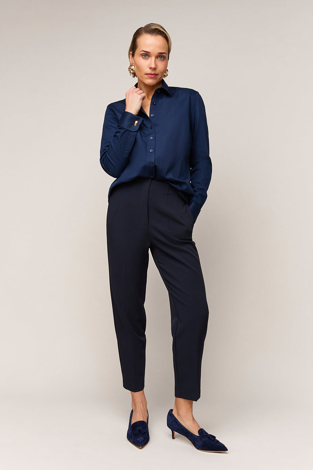Damenbluse Regular Fit – Umschlagmanschette