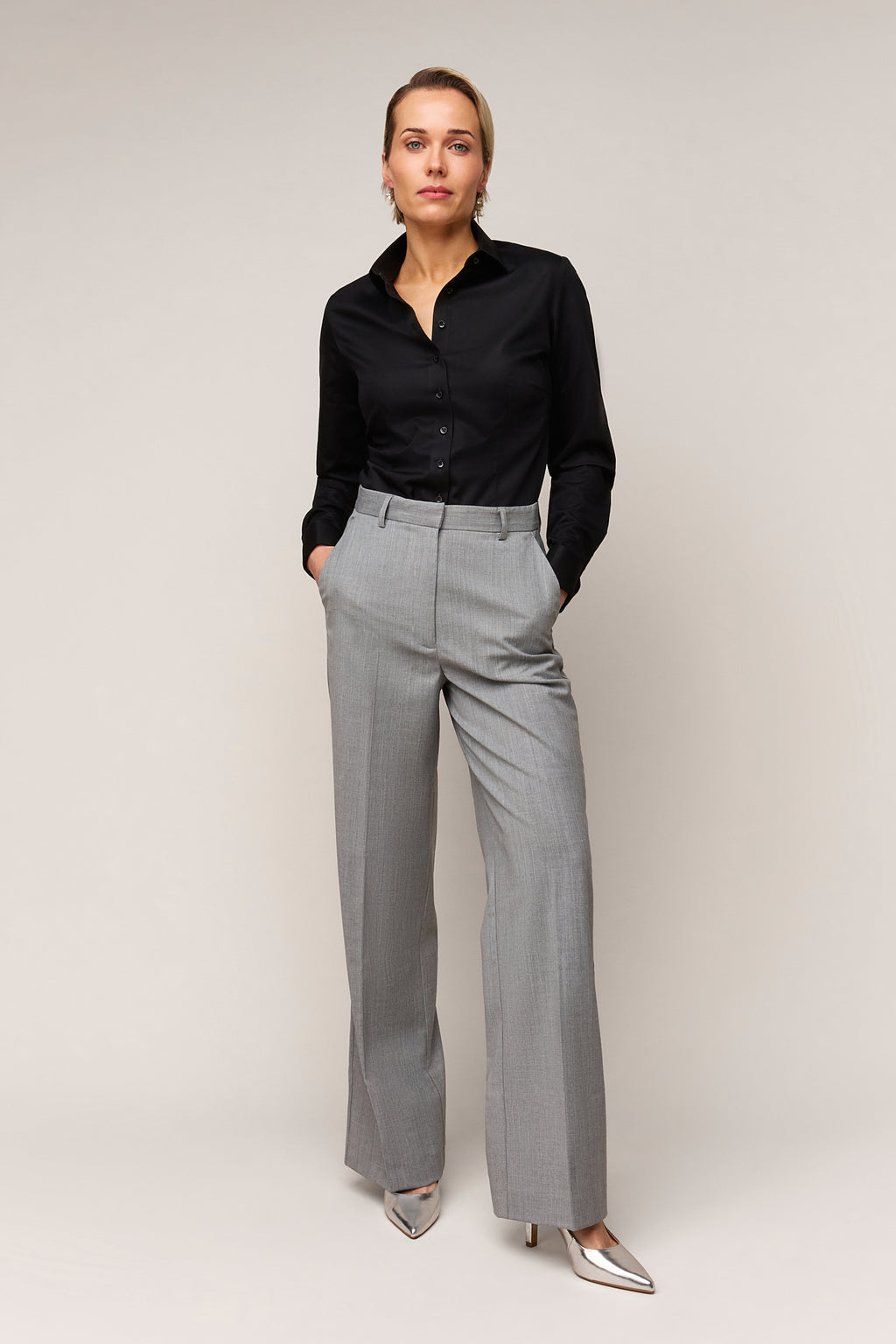 Damenbluse Slim Fit - Doppelmanschette