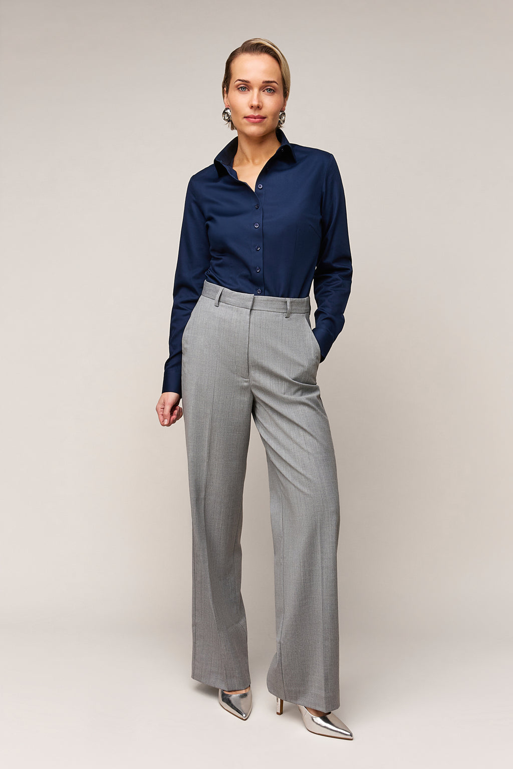 Damenbluse Slim Fit - Einfache Manschette