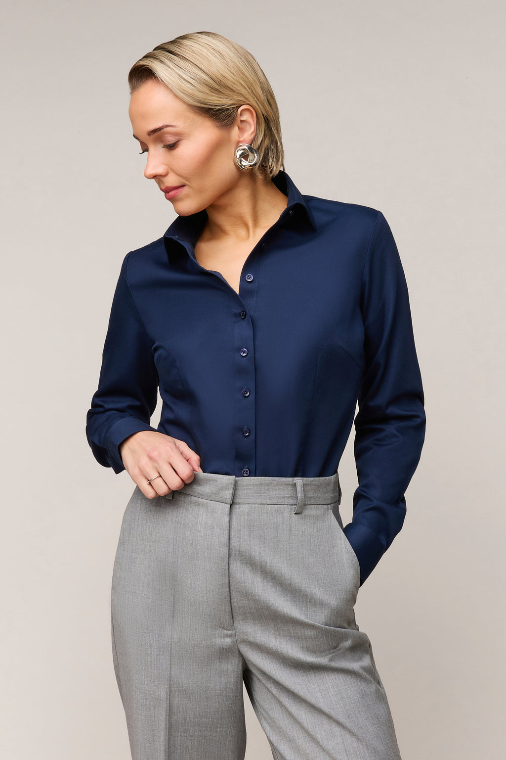 Damenbluse Slim Fit - Einfache Manschette