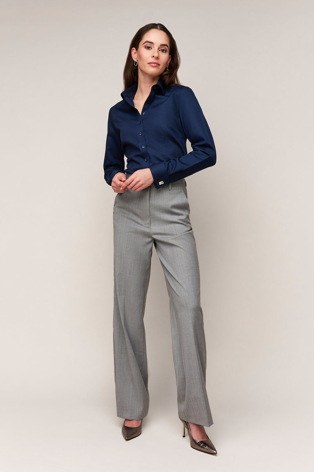 Damenbluse Slim Fit - Umschlagmanschette