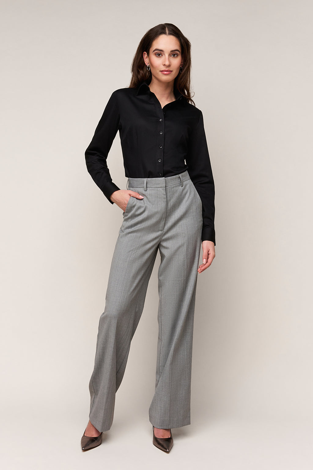 Damenbluse Slim Fit - Einfache Manschette