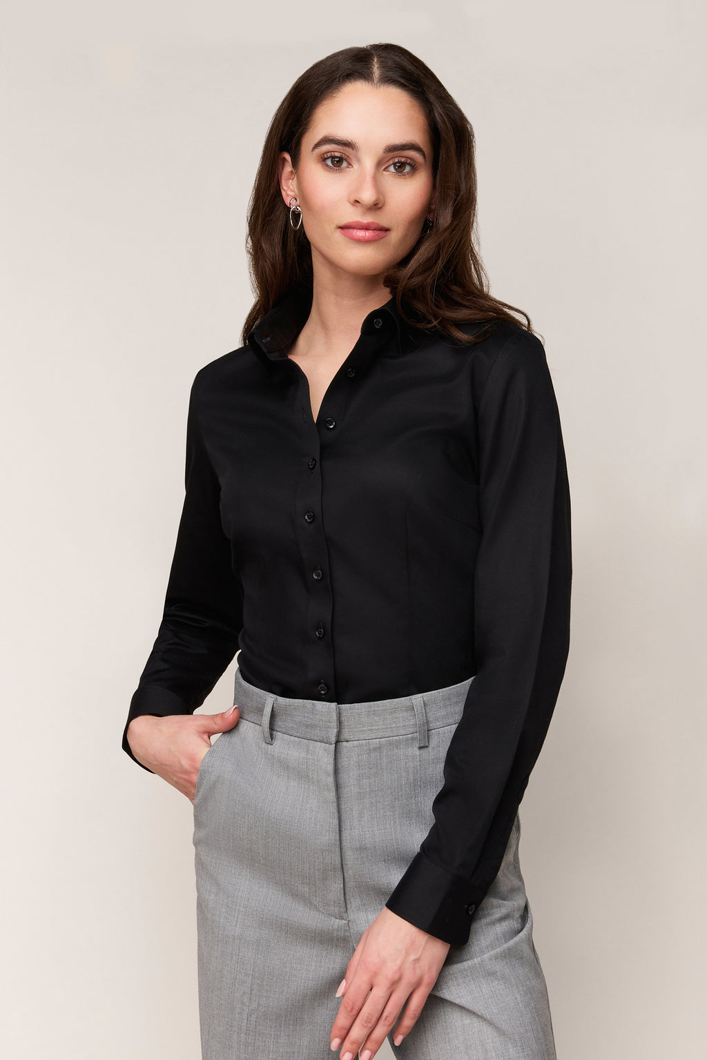 Damenbluse Slim Fit - Einfache Manschette